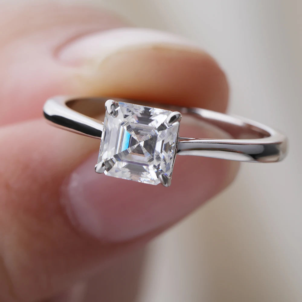 Asscher Moissanite Ring