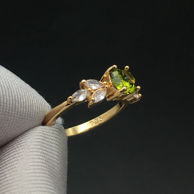 925 Silver Emerald Zircon Ring