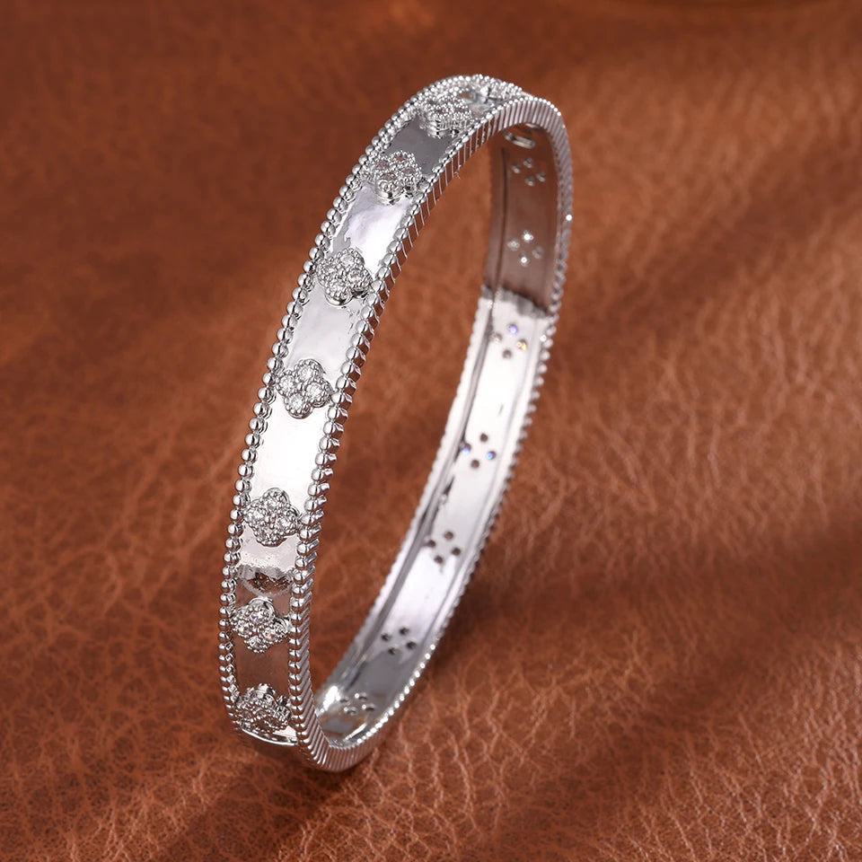 Flower Zircon Cuff Bracelet