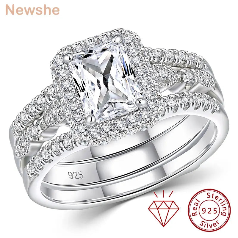 3Ct Moissanite Silver Ring Set