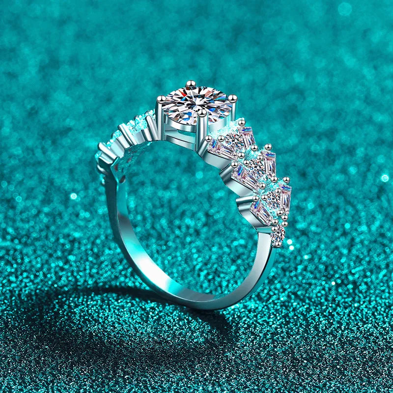 Platinum Emerald Moissanite Ring