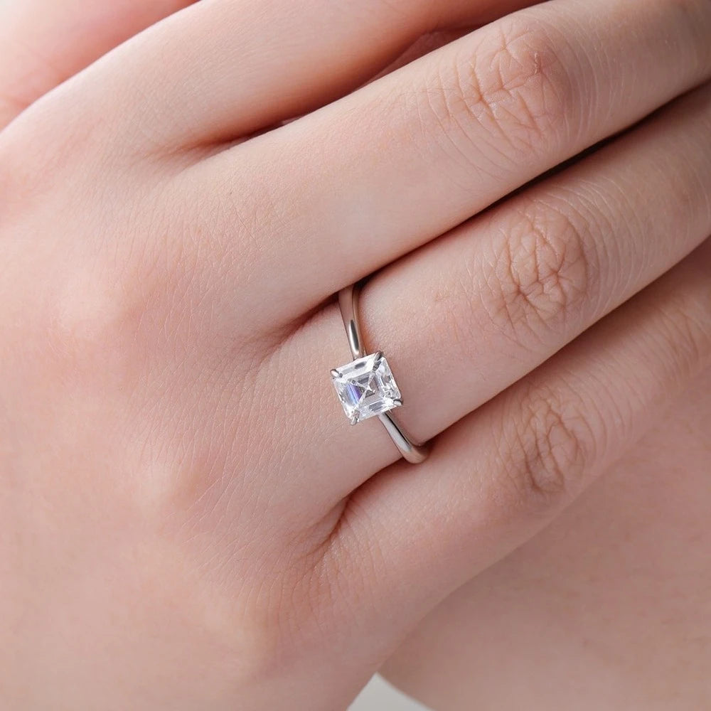 Asscher Moissanite Ring