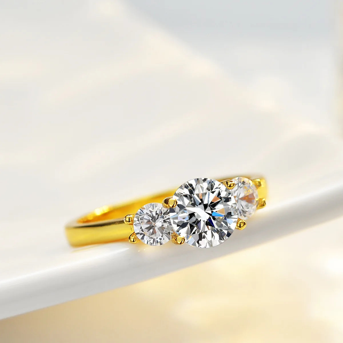 24K Gold 1ct Moissanite Ring
