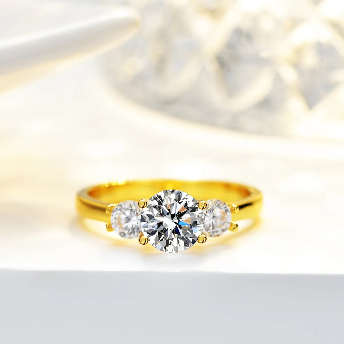 24K Gold 1ct Moissanite Ring