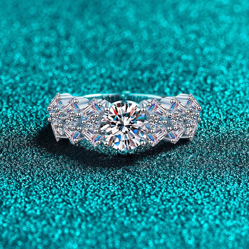 Platinum Emerald Moissanite Ring