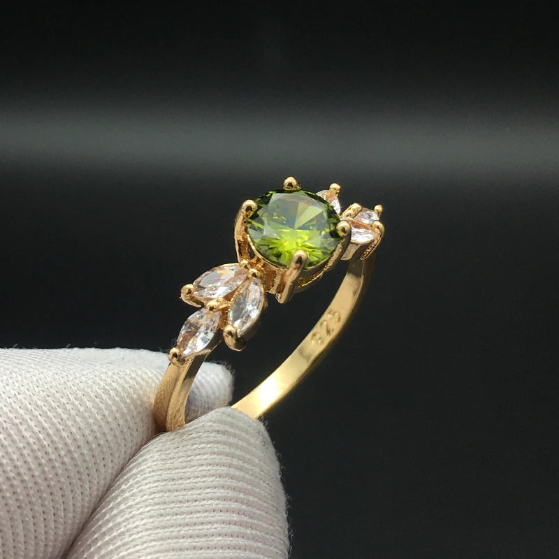 925 Silver Emerald Zircon Ring