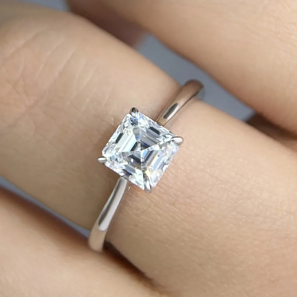 Asscher Moissanite Ring