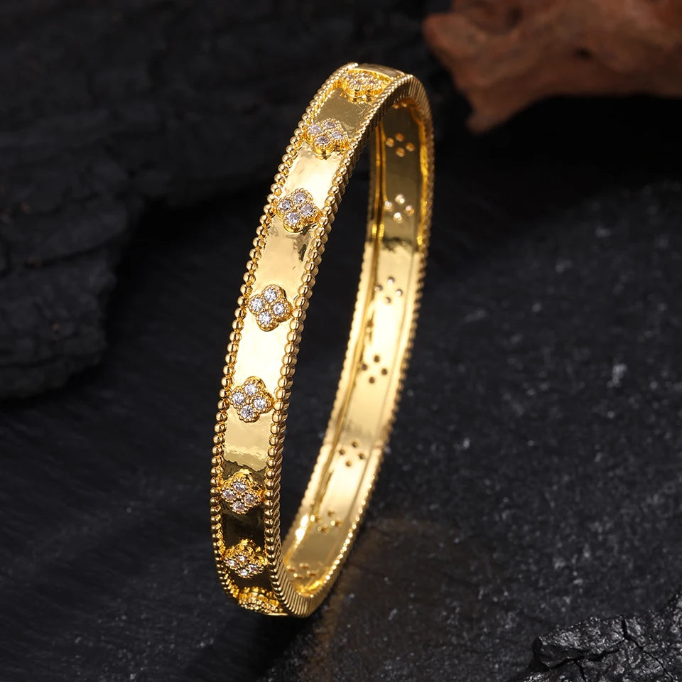 Flower Zircon Cuff Bracelet
