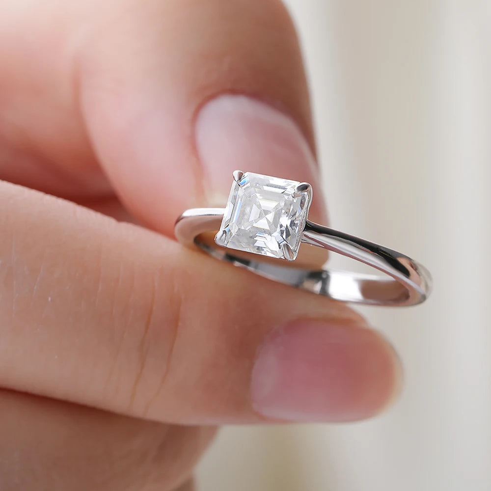 Asscher Moissanite Ring