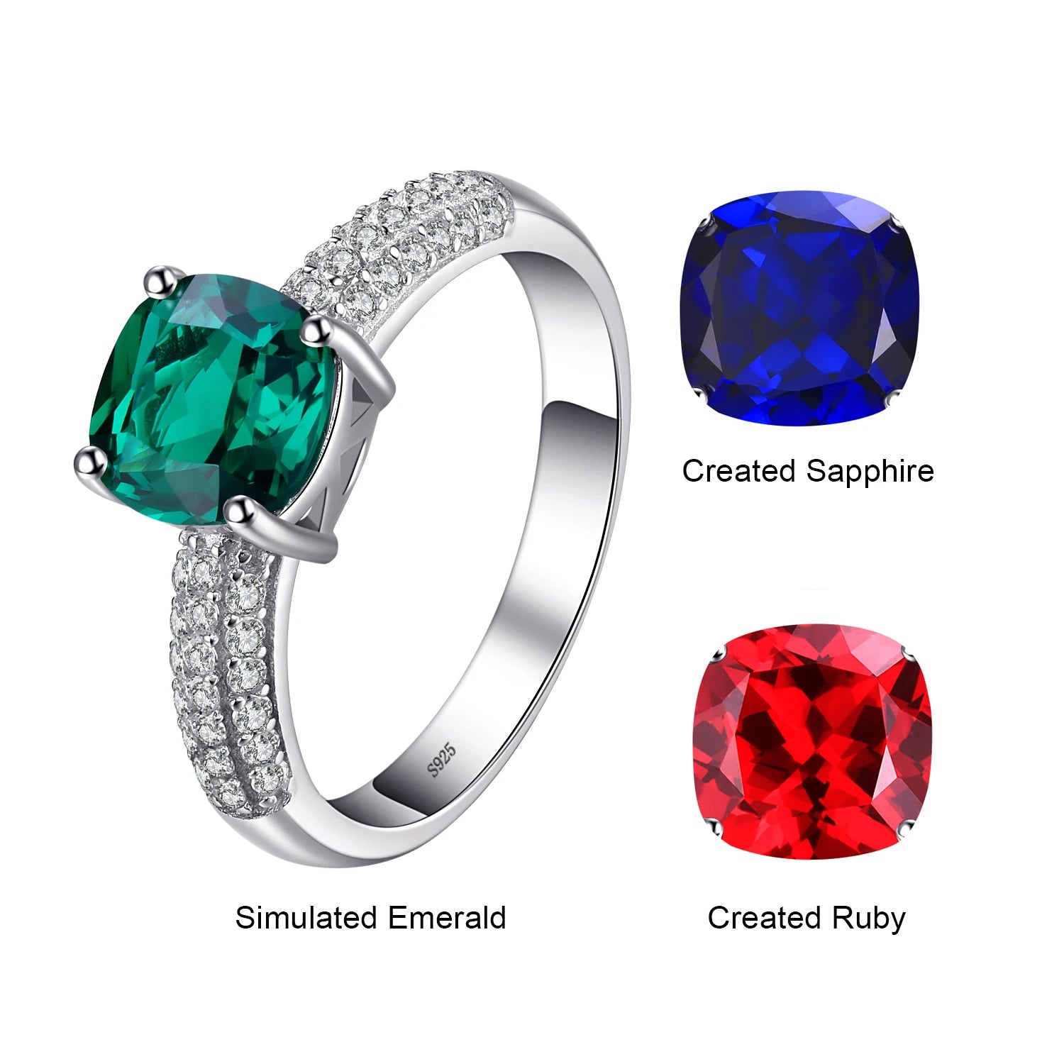 Emerald Ruby Silver Ring