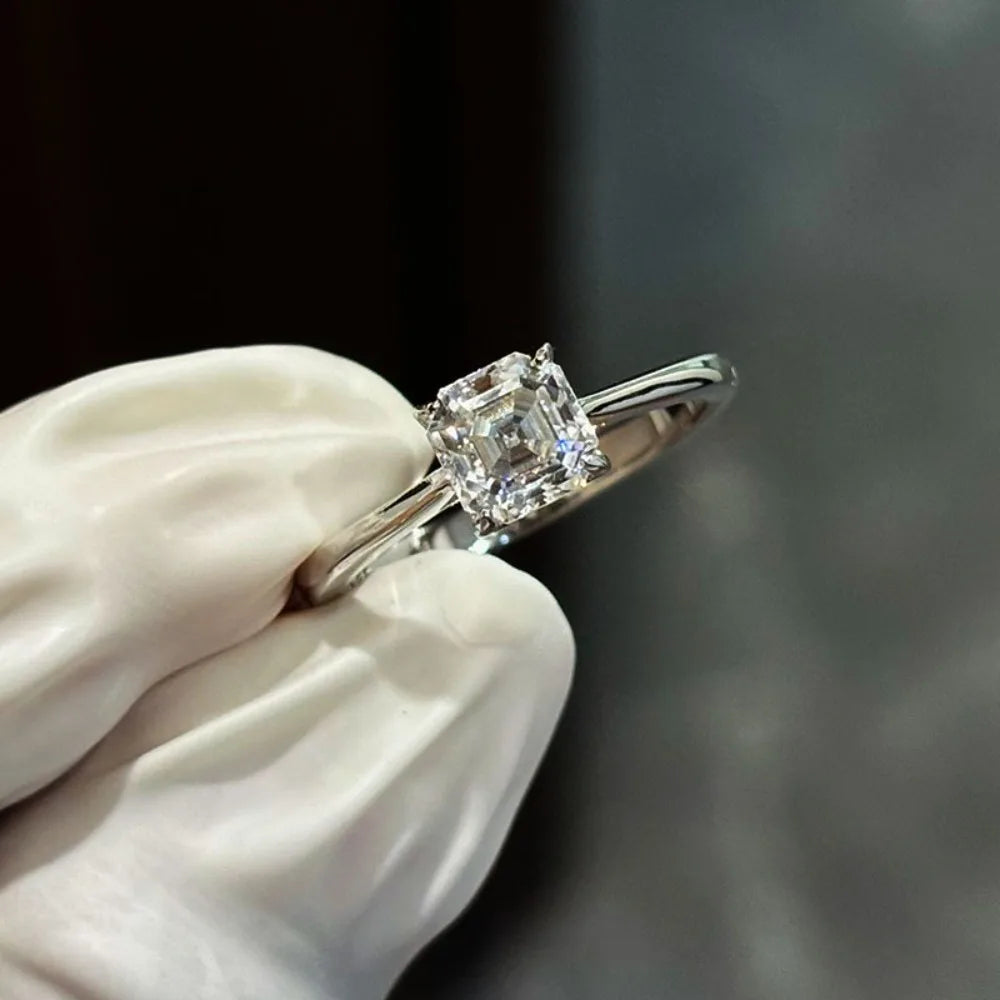 Asscher Moissanite Ring