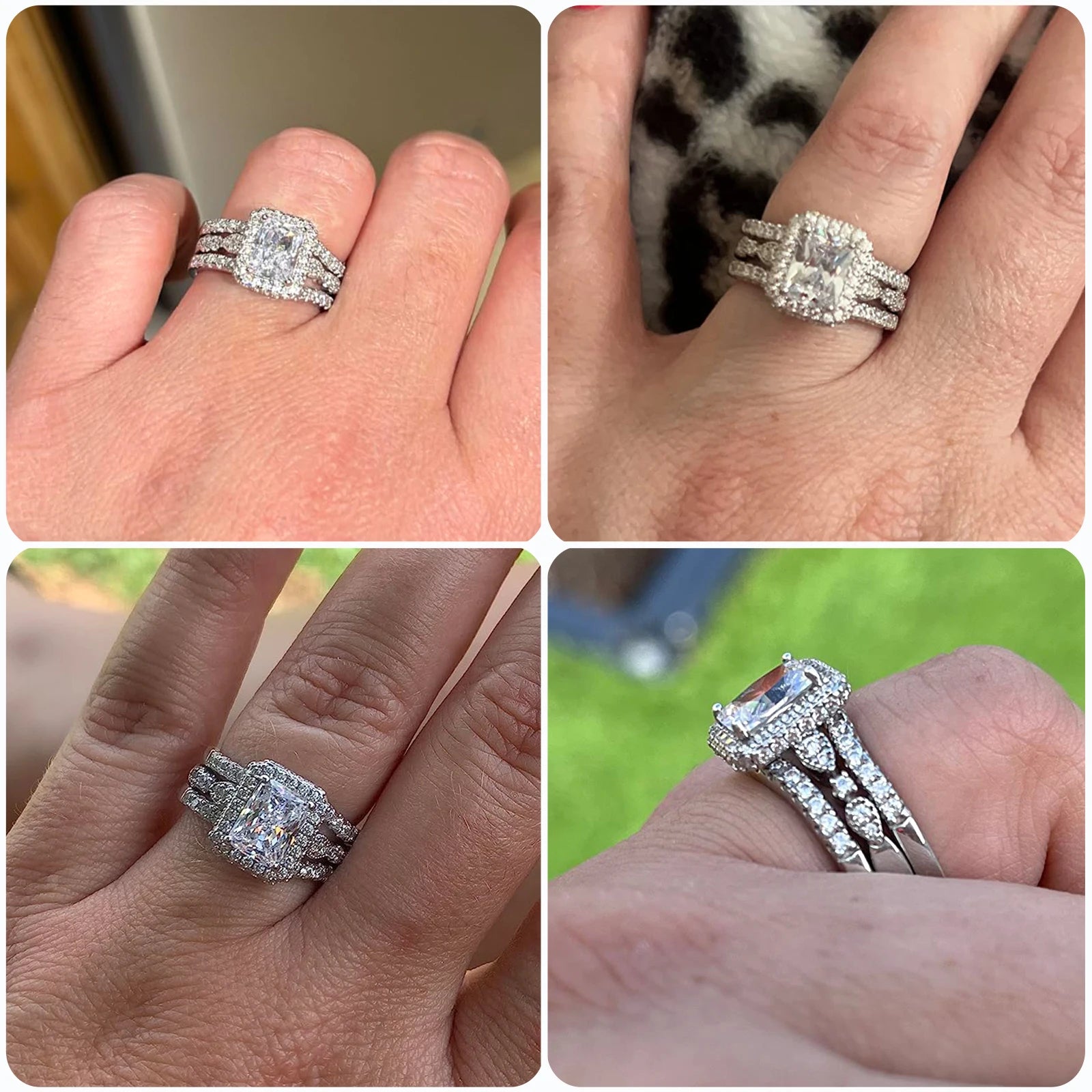 3Ct Moissanite Silver Ring Set