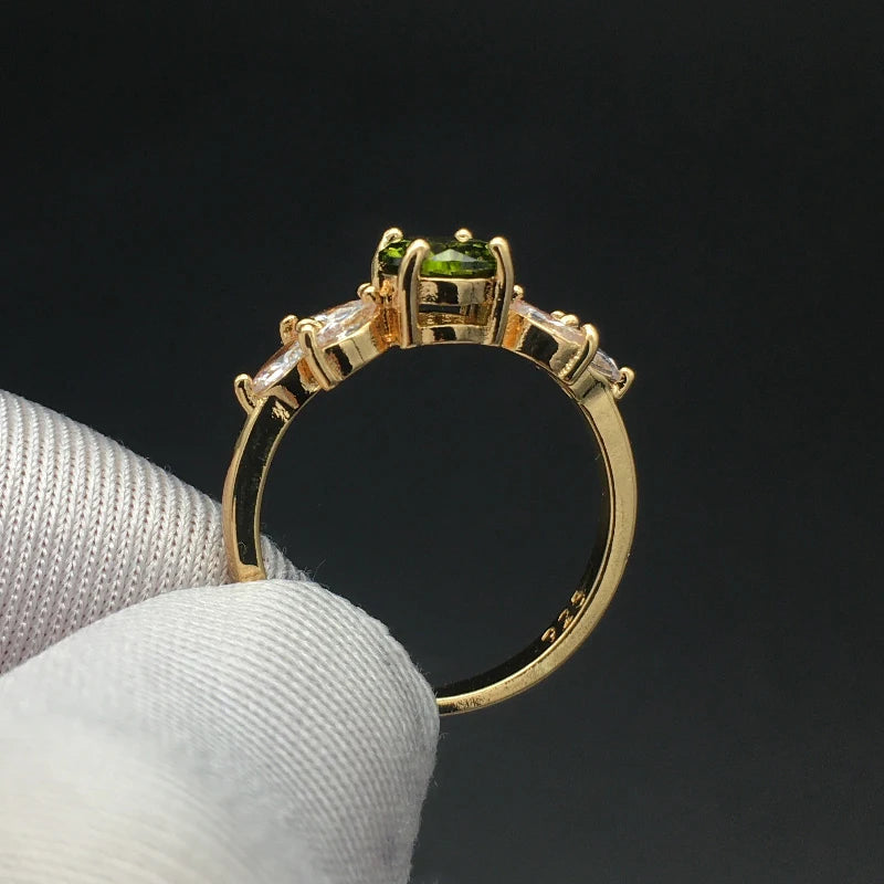 925 Silver Emerald Zircon Ring